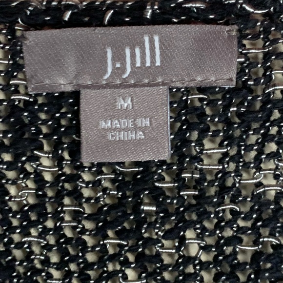 J. Jill crochet, black and white, cardigan, size M, open, long, oversized - Picture 3 of 4